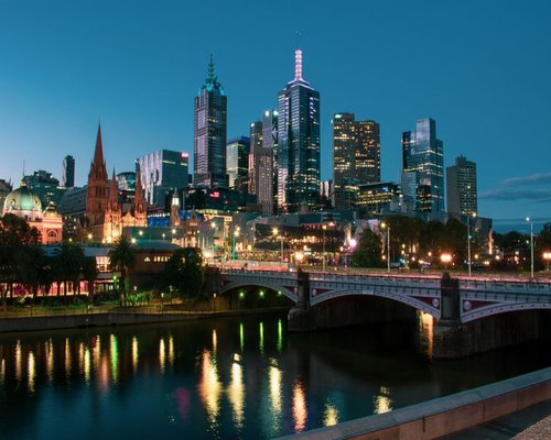 Melbourne city skyline during evening