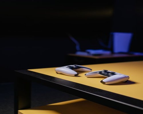 Consoles and controllers at demonstration stations